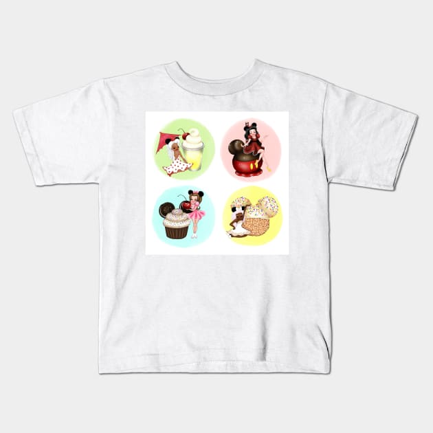 Minnie ladies and Mouse Dessert Treats Ary Kids T-Shirt by hallieodom